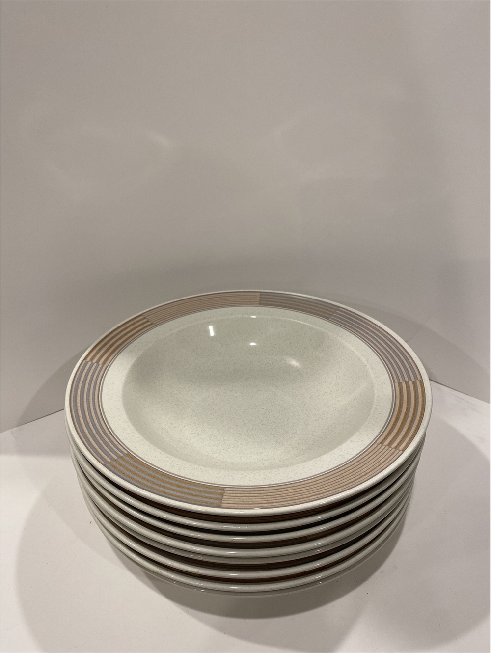 Vintage (8) Mikasa Intaglio CAC06 Tracings Rimmed Bowls, 1990 9 1/4”
